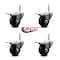 Service Caster 3 Inch Phenolic Swivel 58 Inch Threaded Stem Caster Set with Total Lock Brake SCC-TSTTL20S314-PHS-58212-4 - alternate 2